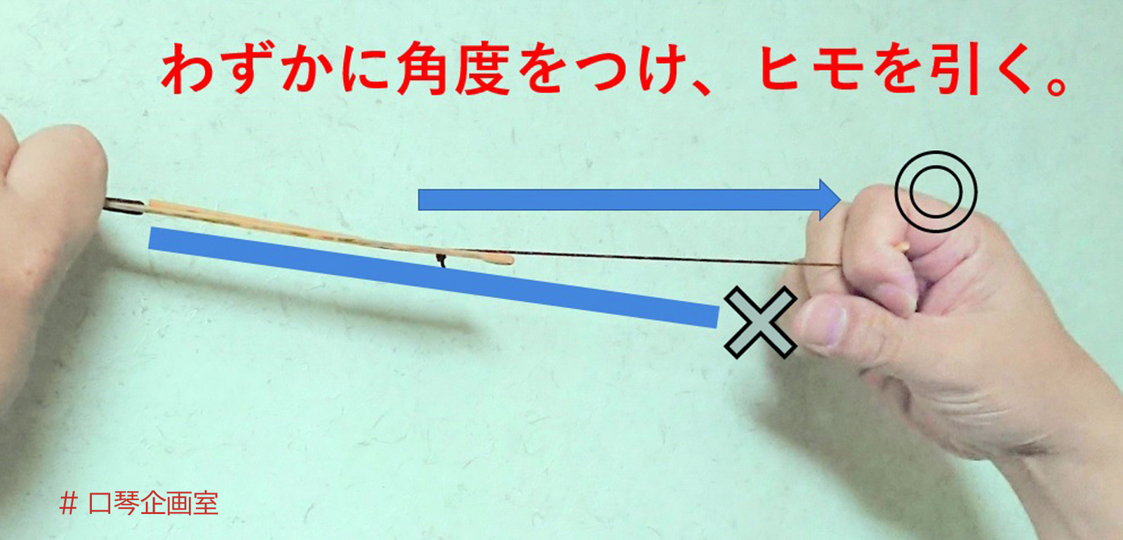 ヒモの角度